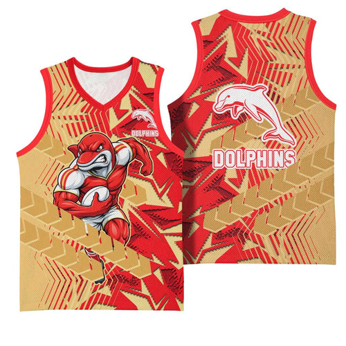 Dolphins Rugby Basketball Jersey Fierce Mascot Geometric Tribal Art