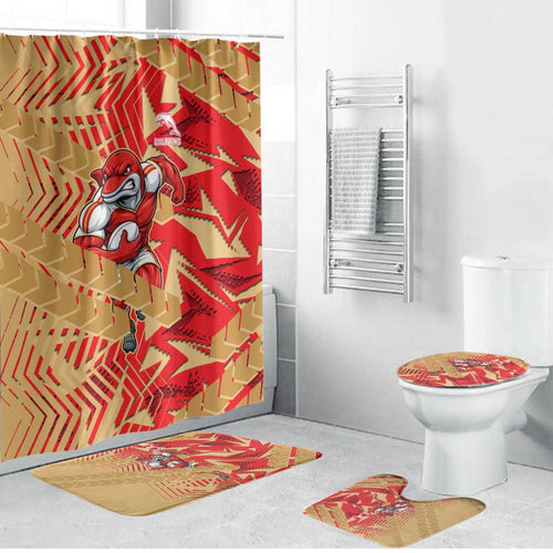Dolphins Rugby Bathroom Set Fierce Mascot Geometric Tribal Art