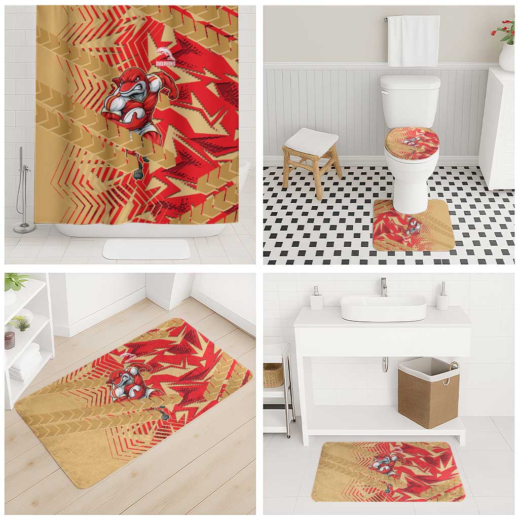 Dolphins Rugby Bathroom Set Fierce Mascot Geometric Tribal Art