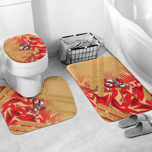 Dolphins Rugby Bathroom Set Fierce Mascot Geometric Tribal Art
