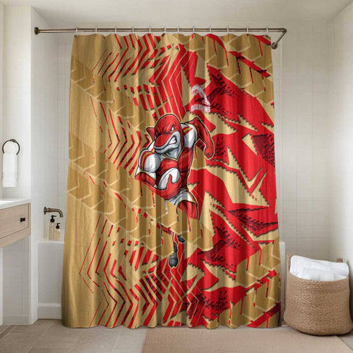Dolphins Rugby Bathroom Set Fierce Mascot Geometric Tribal Art