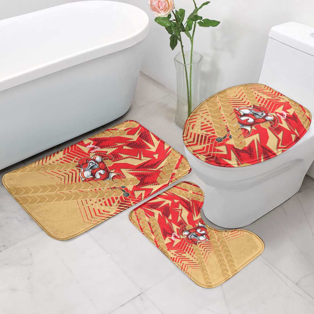 Dolphins Rugby Bathroom Set Fierce Mascot Geometric Tribal Art