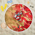Dolphins Rugby Beach Blanket Fierce Mascot Geometric Tribal Art