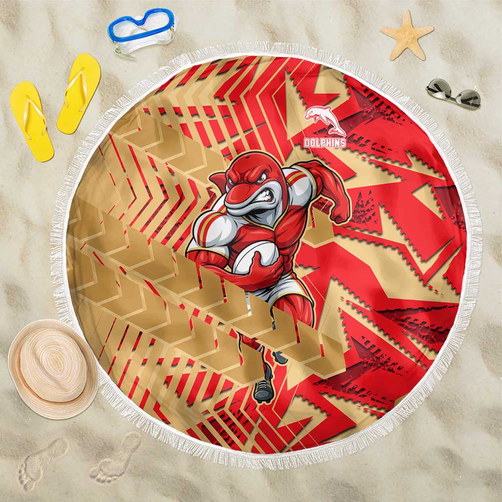 Dolphins Rugby Beach Blanket Fierce Mascot Geometric Tribal Art