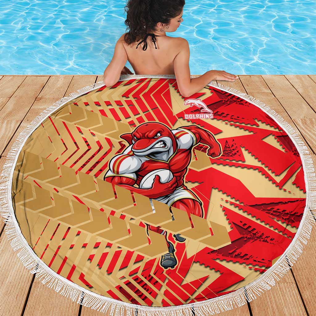 Dolphins Rugby Beach Blanket Fierce Mascot Geometric Tribal Art