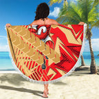 Dolphins Rugby Beach Blanket Fierce Mascot Geometric Tribal Art