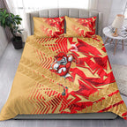 Dolphins Rugby Bedding Set Fierce Mascot Geometric Tribal Art