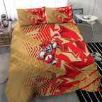 Dolphins Rugby Bedding Set Fierce Mascot Geometric Tribal Art