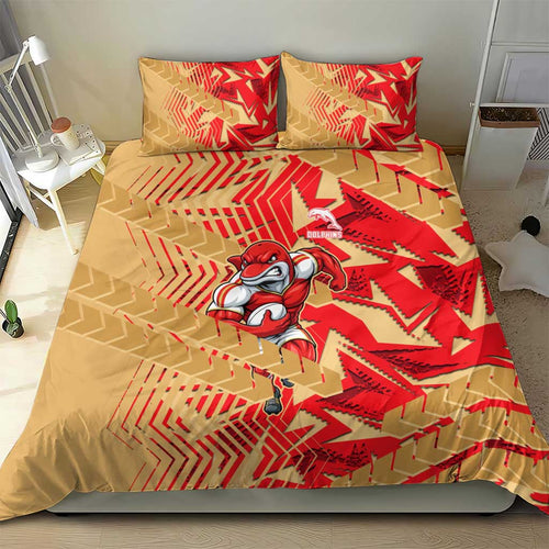 Dolphins Rugby Bedding Set Fierce Mascot Geometric Tribal Art