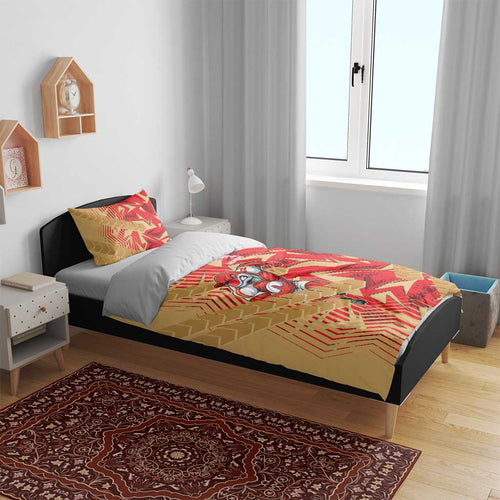 Dolphins Rugby Bedding Set Fierce Mascot Geometric Tribal Art