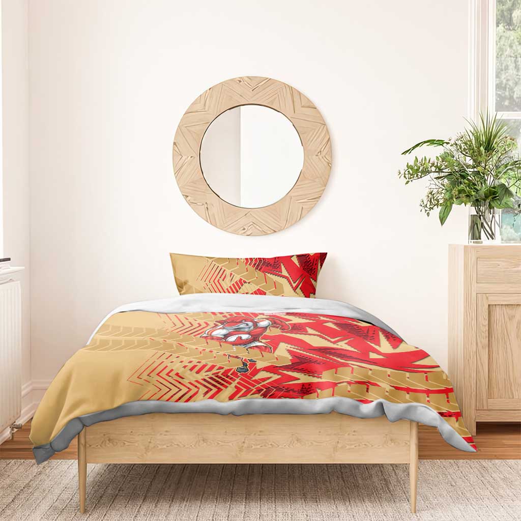 Dolphins Rugby Bedding Set Fierce Mascot Geometric Tribal Art