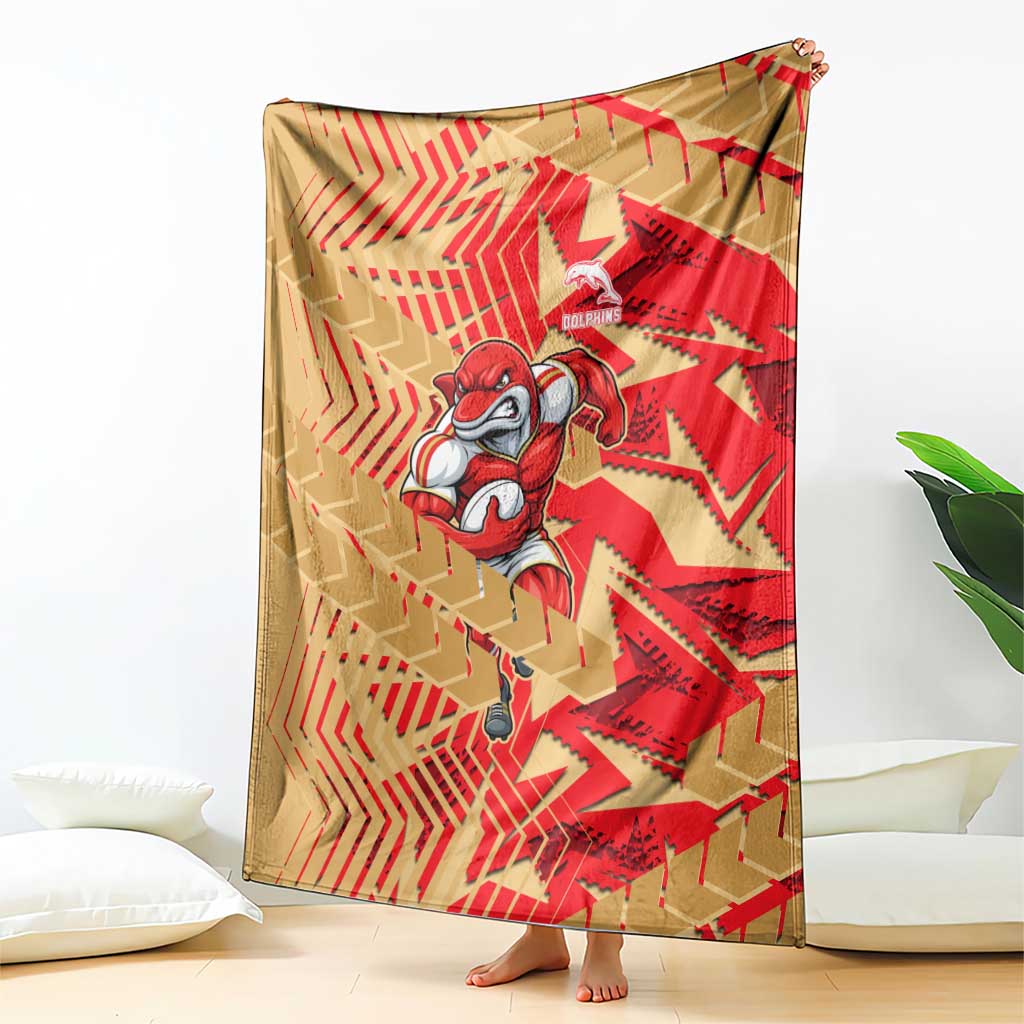 Dolphins Rugby Blanket Fierce Mascot Geometric Tribal Art