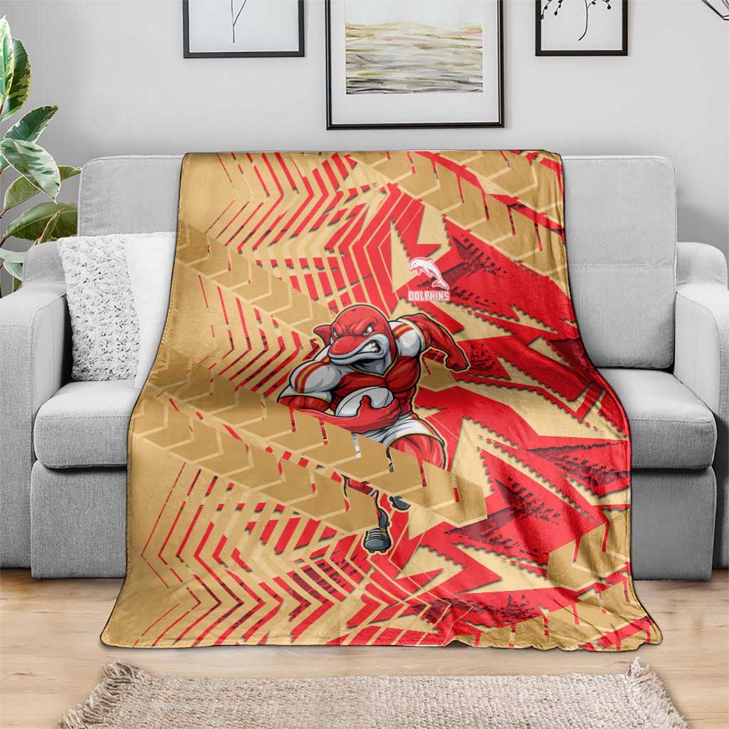 Dolphins Rugby Blanket Fierce Mascot Geometric Tribal Art