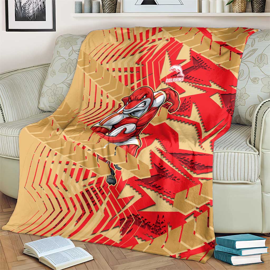Dolphins Rugby Blanket Fierce Mascot Geometric Tribal Art