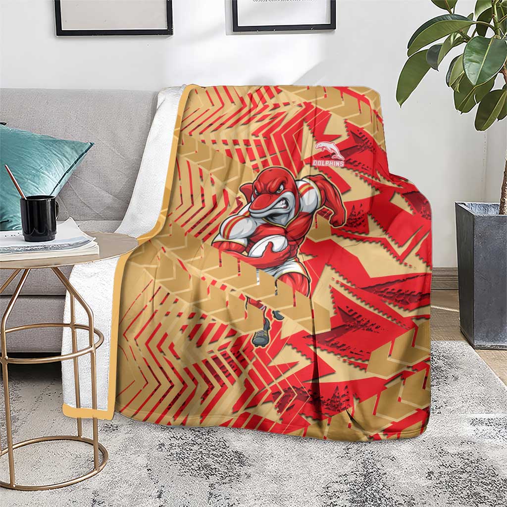 Dolphins Rugby Blanket Fierce Mascot Geometric Tribal Art