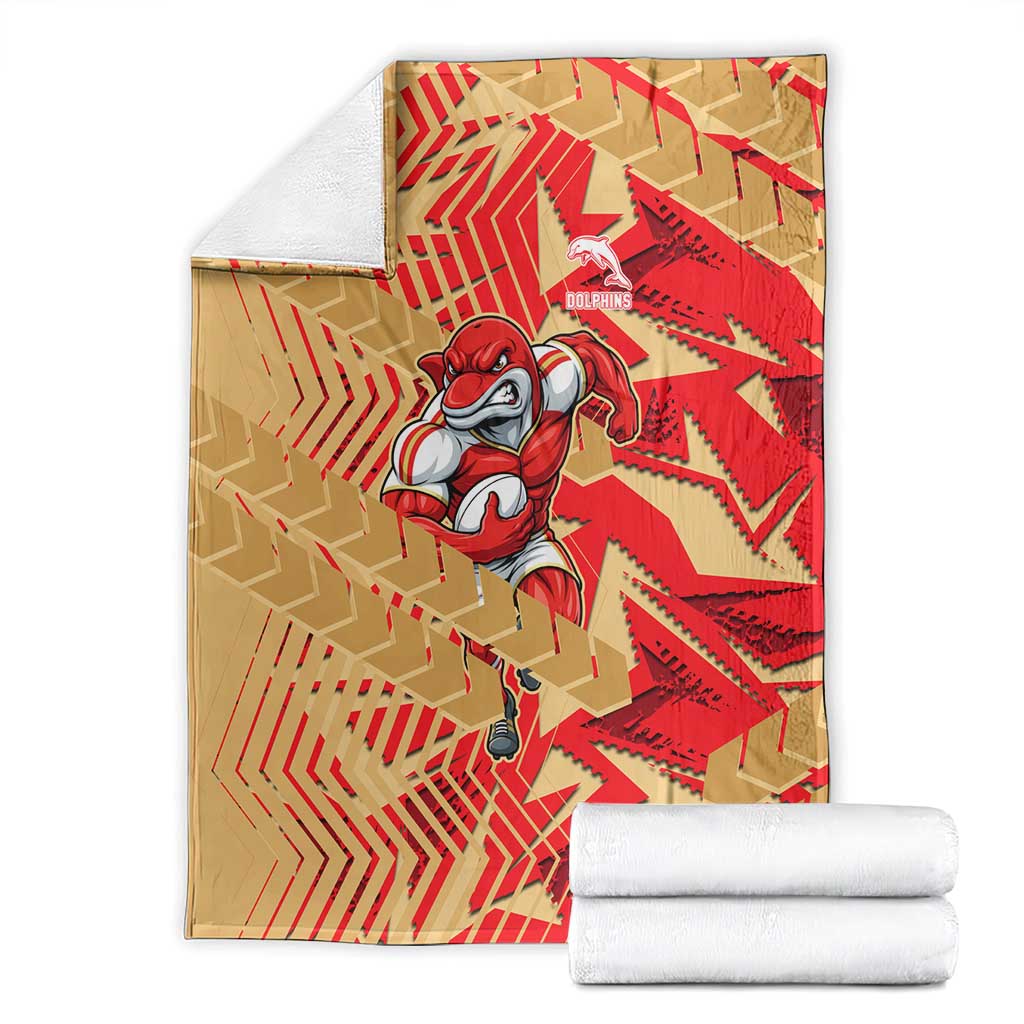 Dolphins Rugby Blanket Fierce Mascot Geometric Tribal Art