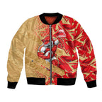 Dolphins Rugby Bomber Jacket Fierce Mascot Geometric Tribal Art
