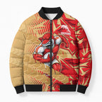 Dolphins Rugby Bomber Puffer Jacket Fierce Mascot Geometric Tribal Art