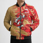 Dolphins Rugby Bomber Puffer Jacket Fierce Mascot Geometric Tribal Art