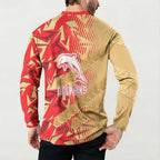 Dolphins Rugby Button Sweatshirt Fierce Mascot Geometric Tribal Art