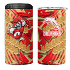 Dolphins Rugby 4 in 1 Can Cooler Tumbler Fierce Mascot Geometric Tribal Art