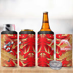 Dolphins Rugby 4 in 1 Can Cooler Tumbler Fierce Mascot Geometric Tribal Art