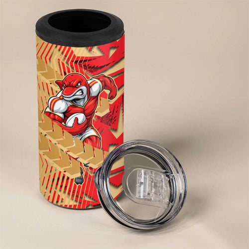 Dolphins Rugby 4 in 1 Can Cooler Tumbler Fierce Mascot Geometric Tribal Art