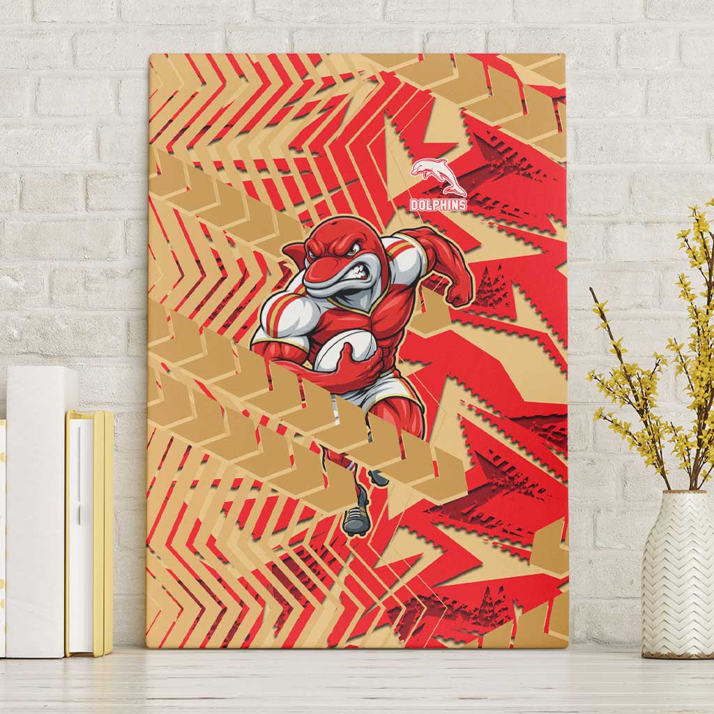 Dolphins Rugby Canvas Wall Art Fierce Mascot Geometric Tribal Art
