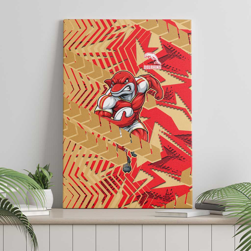 Dolphins Rugby Canvas Wall Art Fierce Mascot Geometric Tribal Art