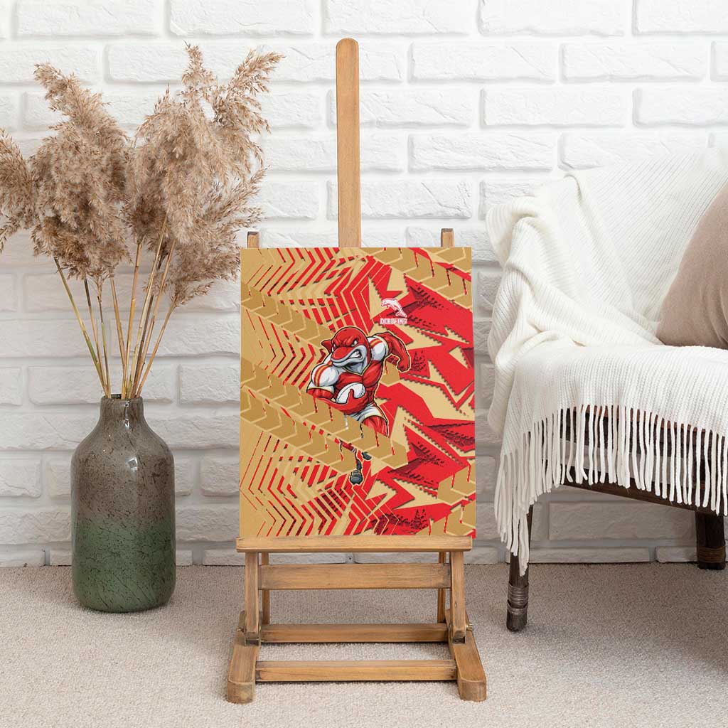 Dolphins Rugby Canvas Wall Art Fierce Mascot Geometric Tribal Art