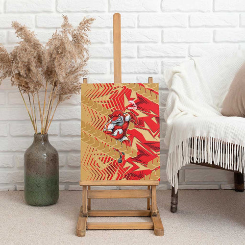 Dolphins Rugby Canvas Wall Art Fierce Mascot Geometric Tribal Art