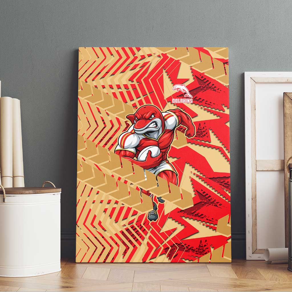 Dolphins Rugby Canvas Wall Art Fierce Mascot Geometric Tribal Art