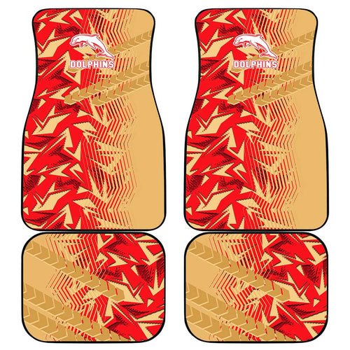 Dolphins Rugby Car Mats Fierce Mascot Geometric Tribal Art