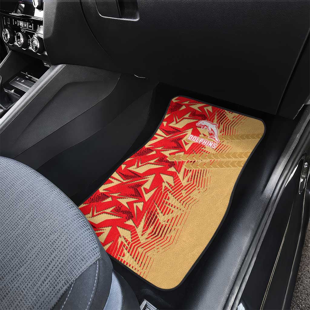 Dolphins Rugby Car Mats Fierce Mascot Geometric Tribal Art