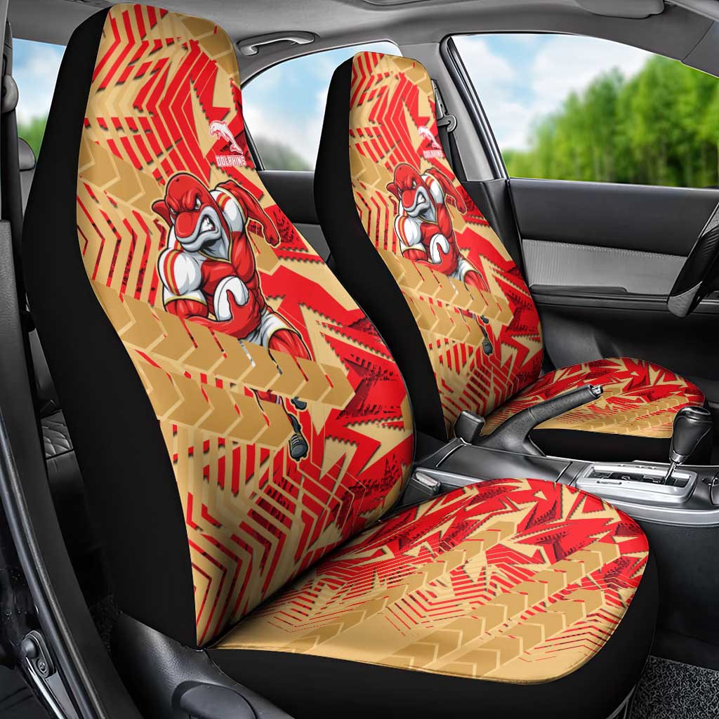 Dolphins Rugby Car Seat Cover Fierce Mascot Geometric Tribal Art
