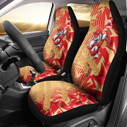 Dolphins Rugby Car Seat Cover Fierce Mascot Geometric Tribal Art