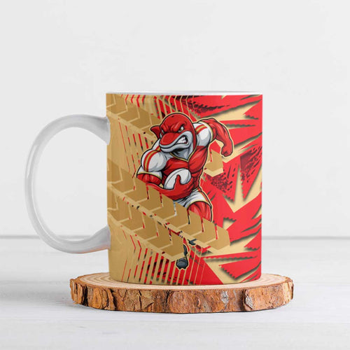 Dolphins Rugby Ceramic Mug Fierce Mascot Geometric Tribal Art