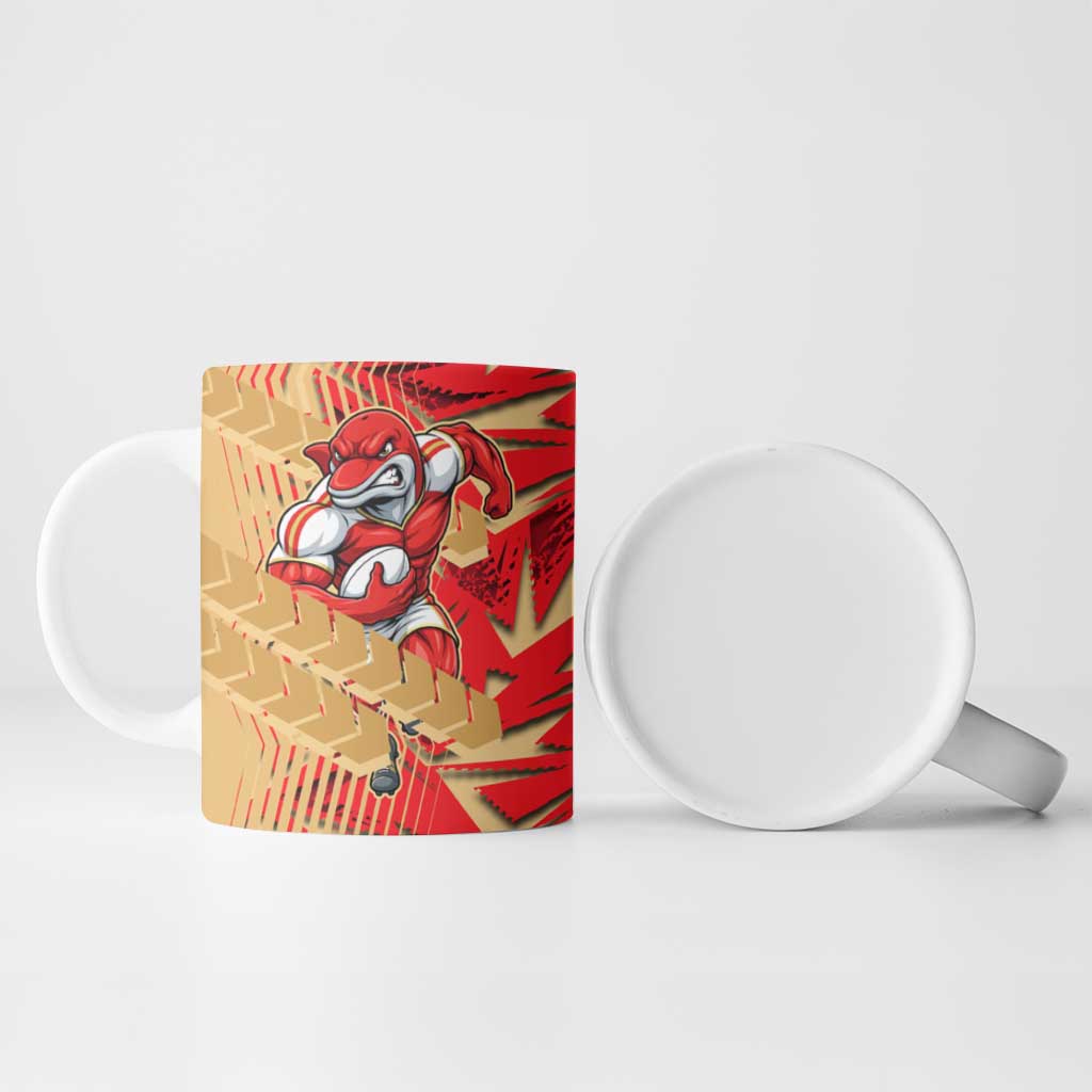Dolphins Rugby Ceramic Mug Fierce Mascot Geometric Tribal Art