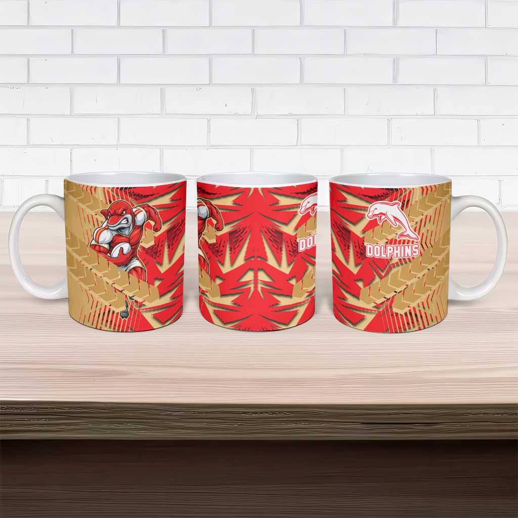 Dolphins Rugby Ceramic Mug Fierce Mascot Geometric Tribal Art