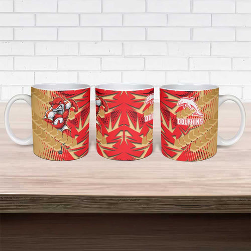 Dolphins Rugby Ceramic Mug Fierce Mascot Geometric Tribal Art