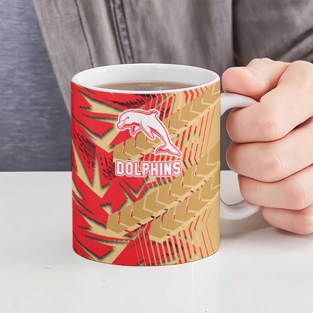 Dolphins Rugby Ceramic Mug Fierce Mascot Geometric Tribal Art