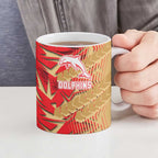 Dolphins Rugby Ceramic Mug Fierce Mascot Geometric Tribal Art