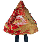 Dolphins Rugby Cloak Fierce Mascot Geometric Tribal Art
