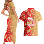 Dolphins Rugby Couples Matching Short Sleeve Bodycon Dress and Hawaiian Shirt Fierce Mascot Geometric Tribal Art
