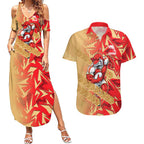 Dolphins Rugby Couples Matching Summer Maxi Dress and Hawaiian Shirt Fierce Mascot Geometric Tribal Art