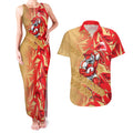 Dolphins Rugby Couples Matching Tank Maxi Dress and Hawaiian Shirt Fierce Mascot Geometric Tribal Art