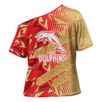 Dolphins Rugby Cross Shoulder Shirt Fierce Mascot Geometric Tribal Art