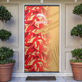Dolphins Rugby Door Cover Fierce Mascot Geometric Tribal Art