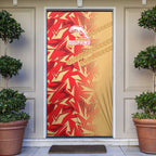 Dolphins Rugby Door Cover Fierce Mascot Geometric Tribal Art