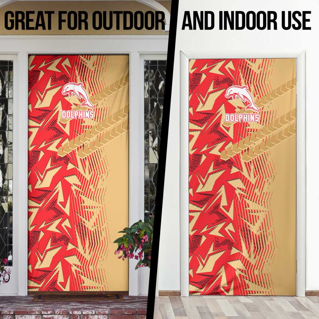 Dolphins Rugby Door Cover Fierce Mascot Geometric Tribal Art
